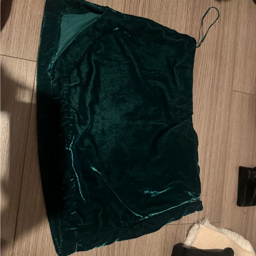 Free People Dark Emerald Velvet Mini Skirt